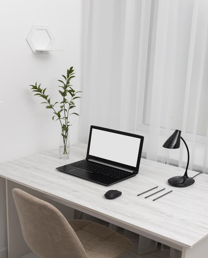 high angle minimalistic business desk 1 1